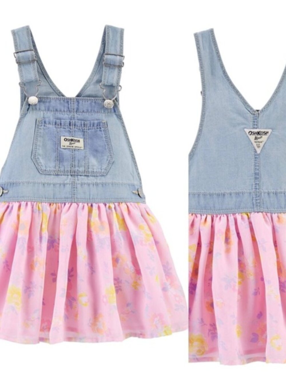 Oshkosh B'Gosh | Pink Denim Floral Skirtall | Size 3T